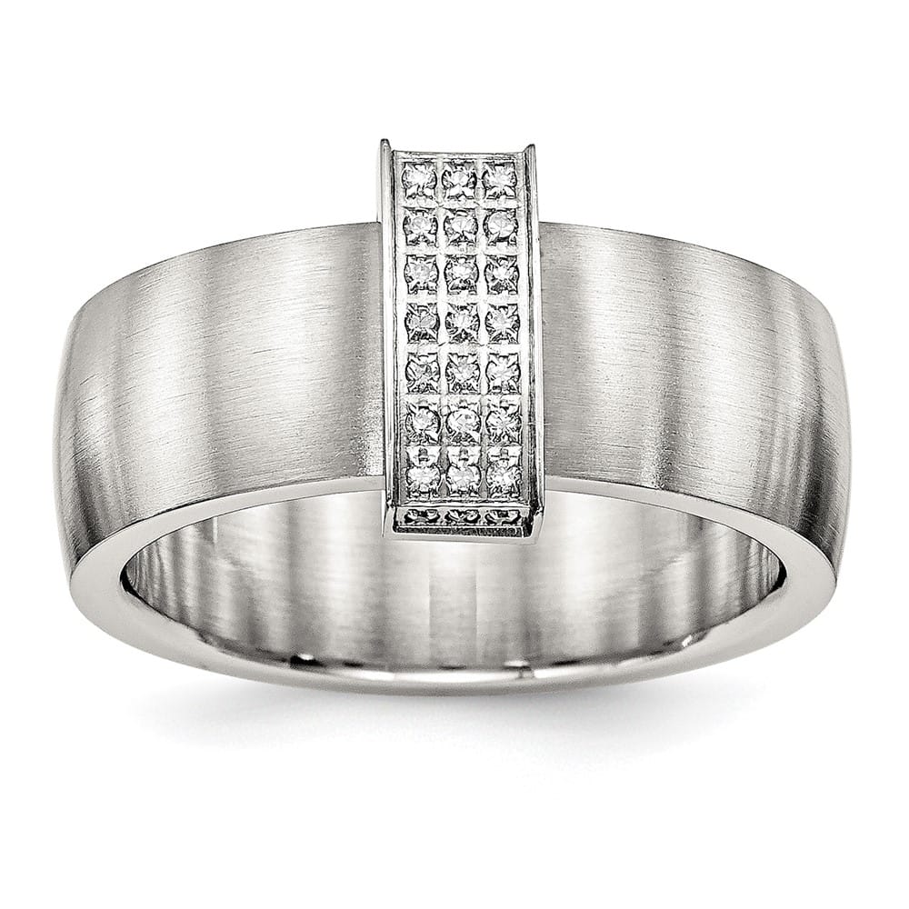 Stainless Steel Brushed with CZ 8mm Band