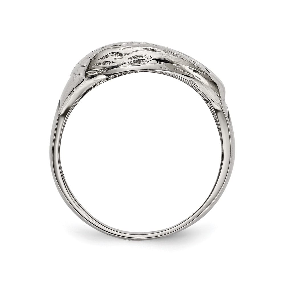 Stainless Steel Chisel Black Enameled Eagle Men's Ring