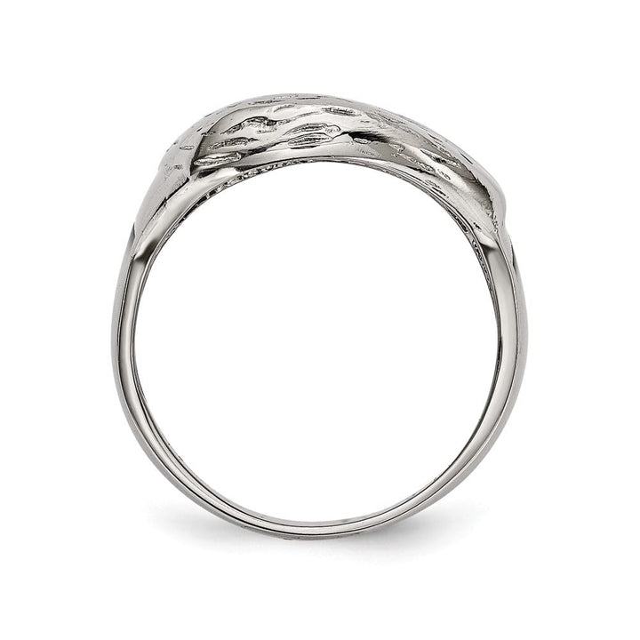 Stainless Steel Chisel Black Enameled Eagle Men's Ring