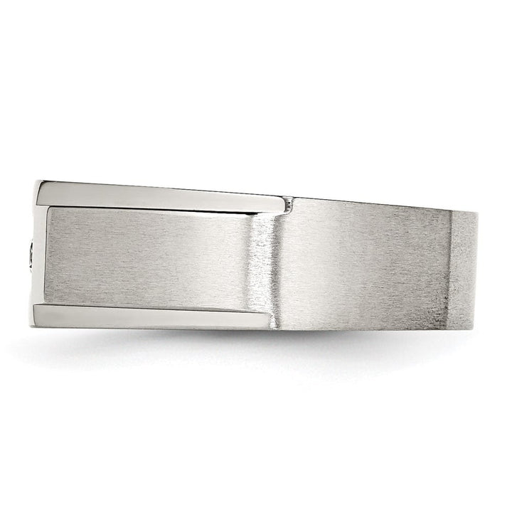Stainless Steel Chisel Brushed and Polished with CZ Men's Ring