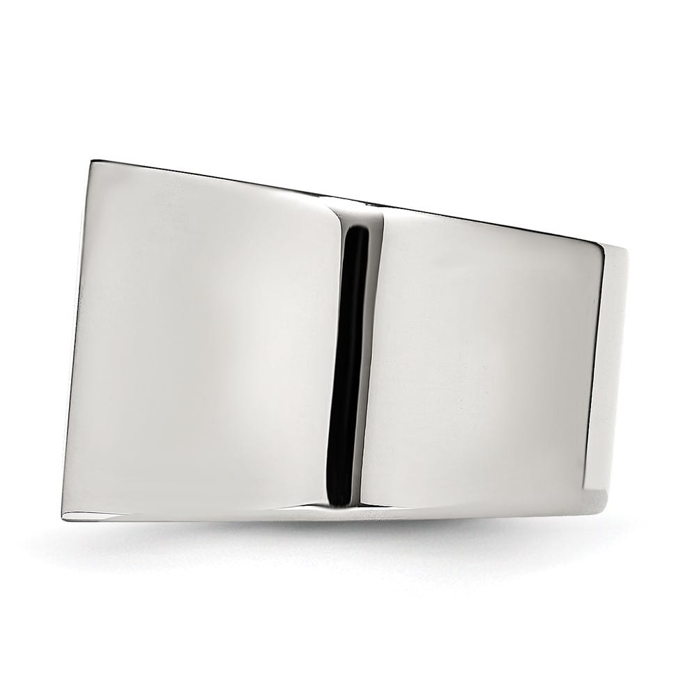 Stainless Steel Chisel Polished Black and White Diamond Men's Ring