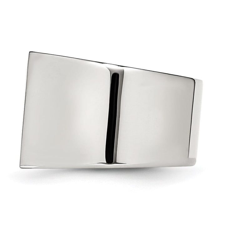 Stainless Steel Chisel Polished Black and White Diamond Men's Ring