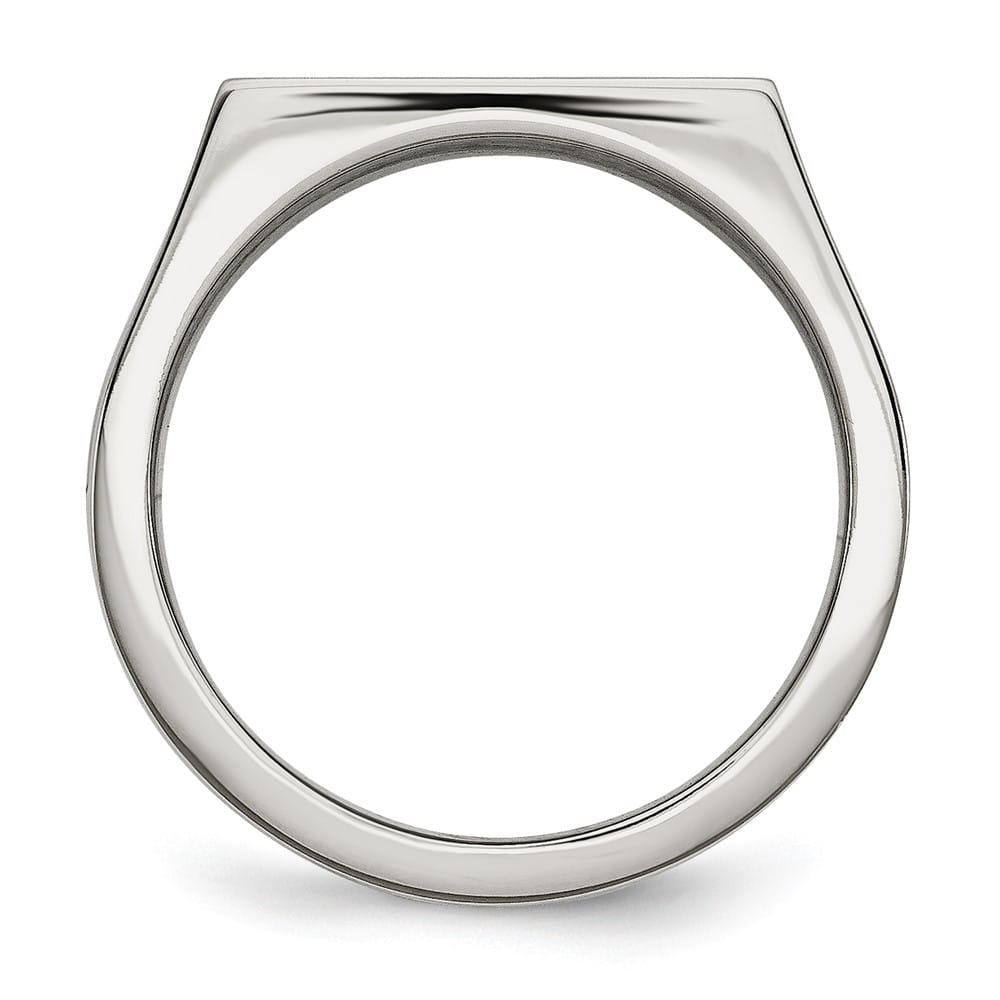 Stainless Steel Chisel Polished Black and White Diamond Men's Ring