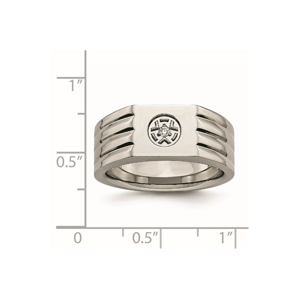 Stainless Steel Chisel Polished with CZ Men's Ring