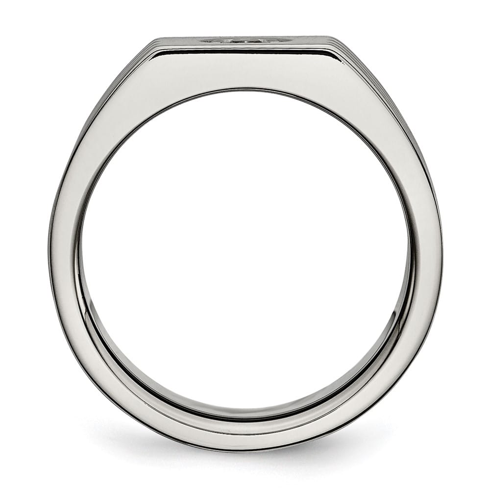 Stainless Steel Chisel Polished with CZ Men's Ring