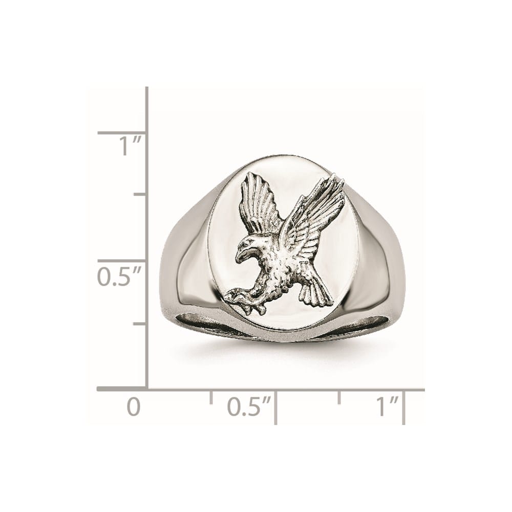 Stainless Steel Chisel Polished with Eagle Men's Ring