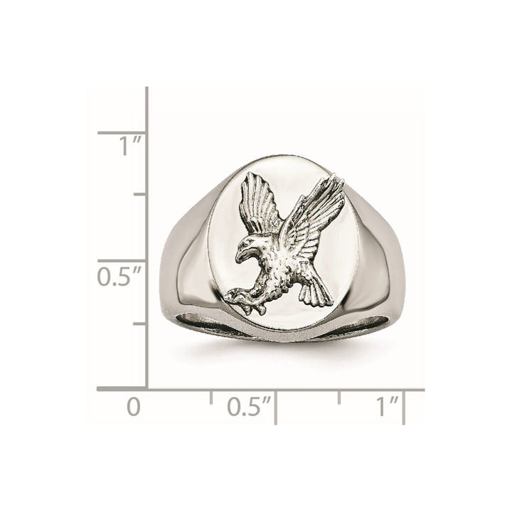 Stainless Steel Chisel Polished with Eagle Men's Ring