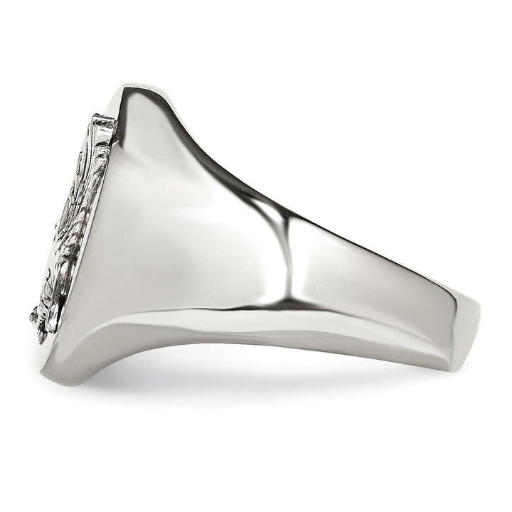 Stainless Steel Chisel Polished with Eagle Men's Ring