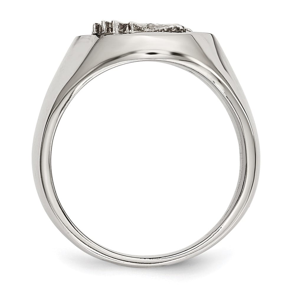 Stainless Steel Chisel Polished with Eagle Men's Ring