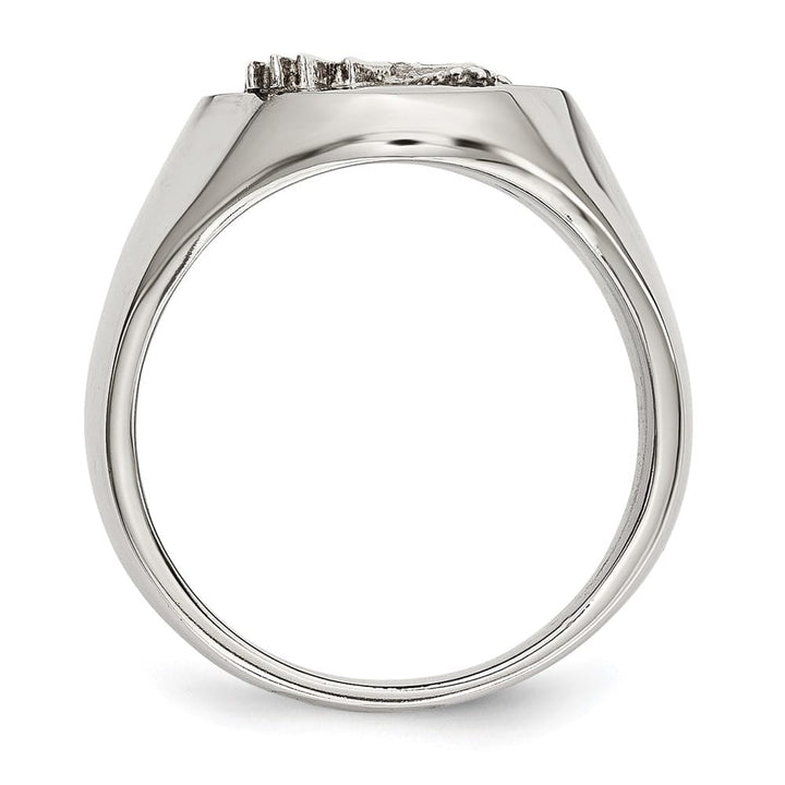 Stainless Steel Chisel Polished with Eagle Men's Ring
