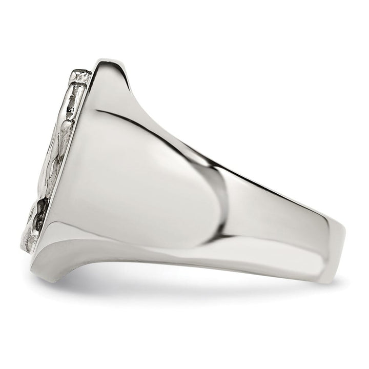 Stainless Steel Chisel Polished with Praying Hands Men's Ring