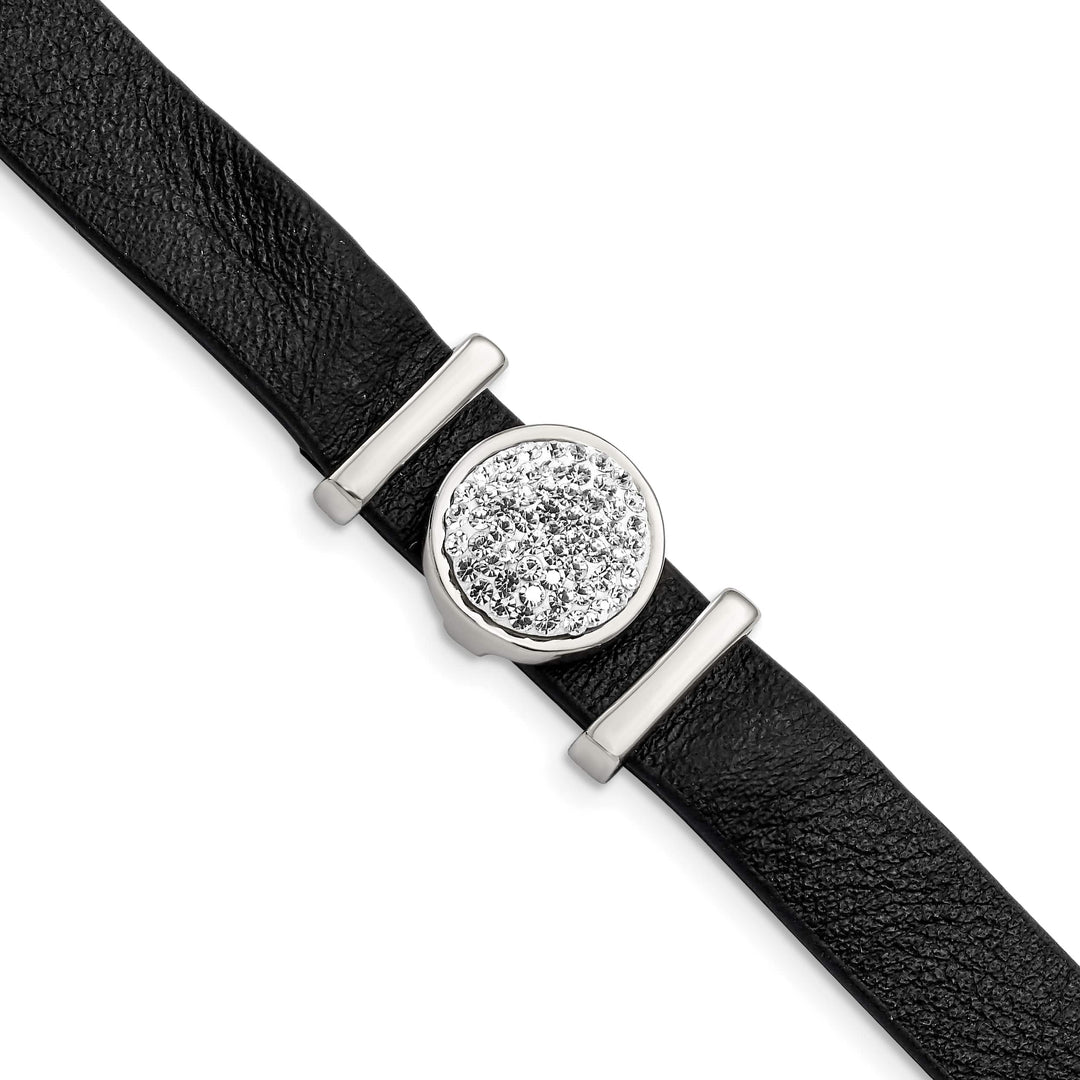 Stainless Steel Leather w/Preciosa Crystal w/1.25in ext. 7in Brace
