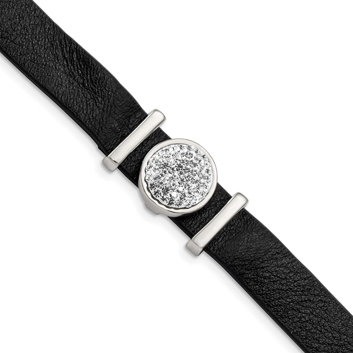 Stainless Steel Leather w/Preciosa Crystal w/1.25in ext. 7in Brace