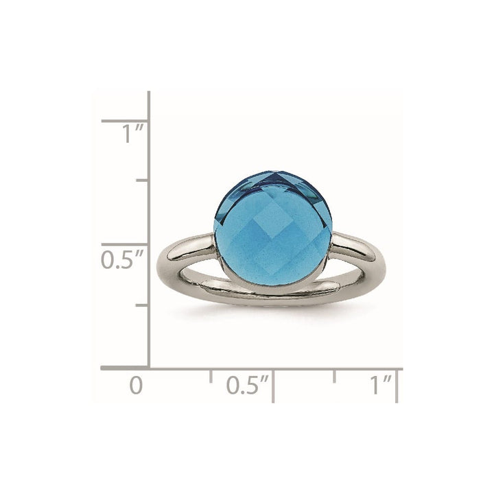 Stainless Steel Polished Blue Glass Ring