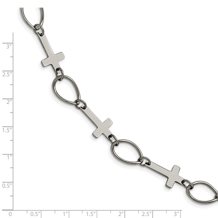 Stainless Steel Polished Cross 7.75in Bracelet