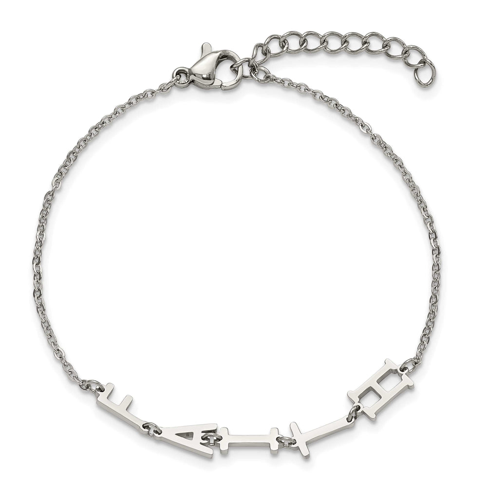 Stainless Steel Polished Faith 6.5in w/1in ext. Bracelet