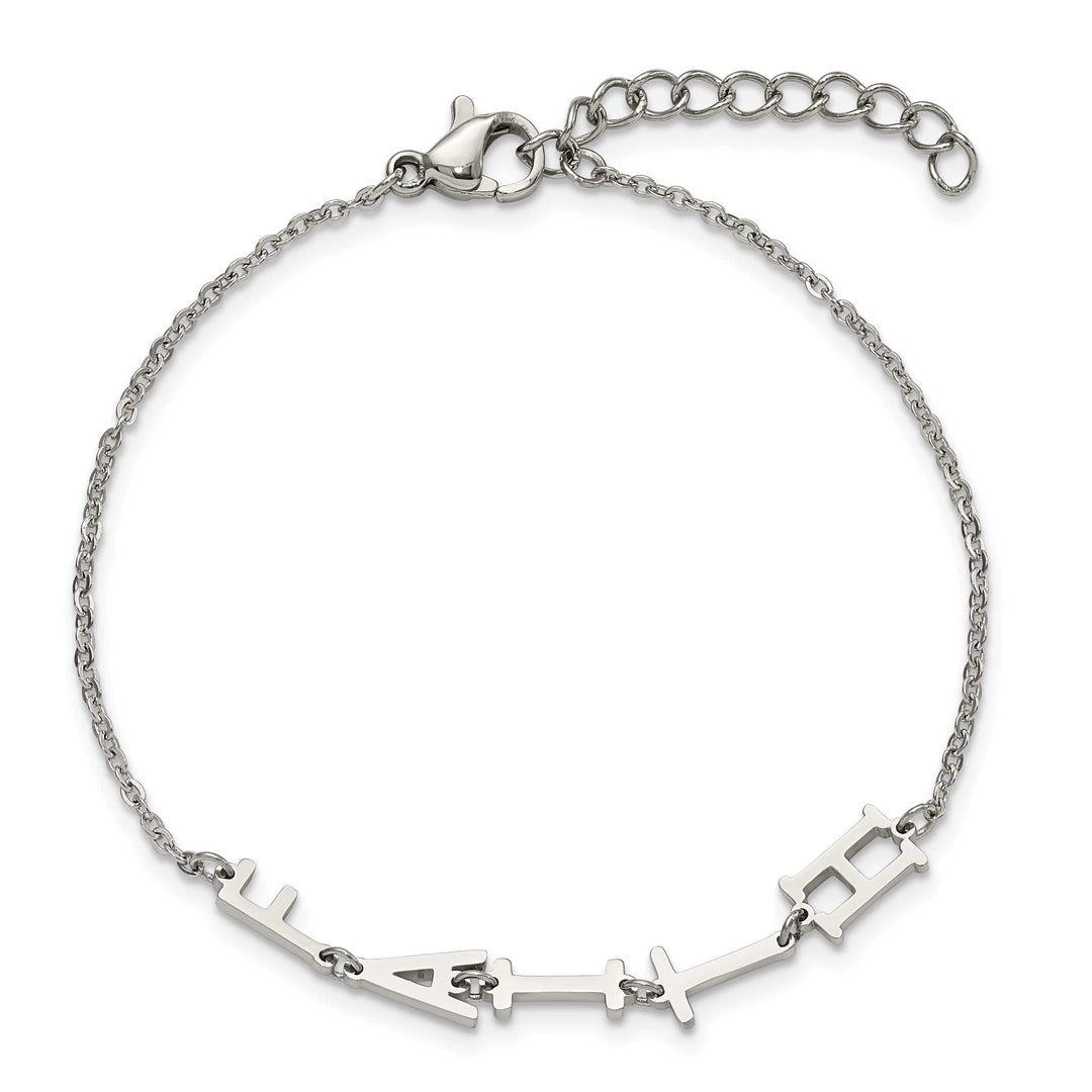 Stainless Steel Polished Faith 6.5in w/1in ext. Bracelet