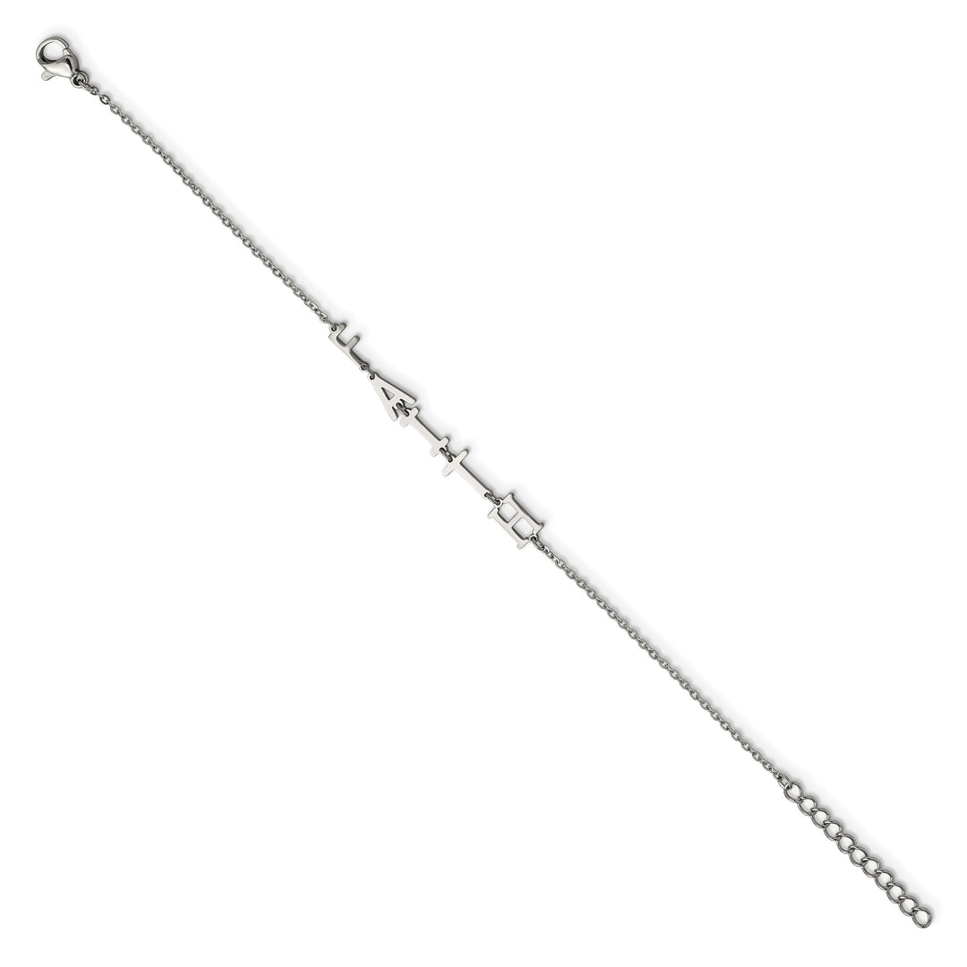 Stainless Steel Polished Faith 6.5in w/1in ext. Bracelet