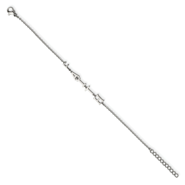 Stainless Steel Polished Faith 6.5in w/1in ext. Bracelet