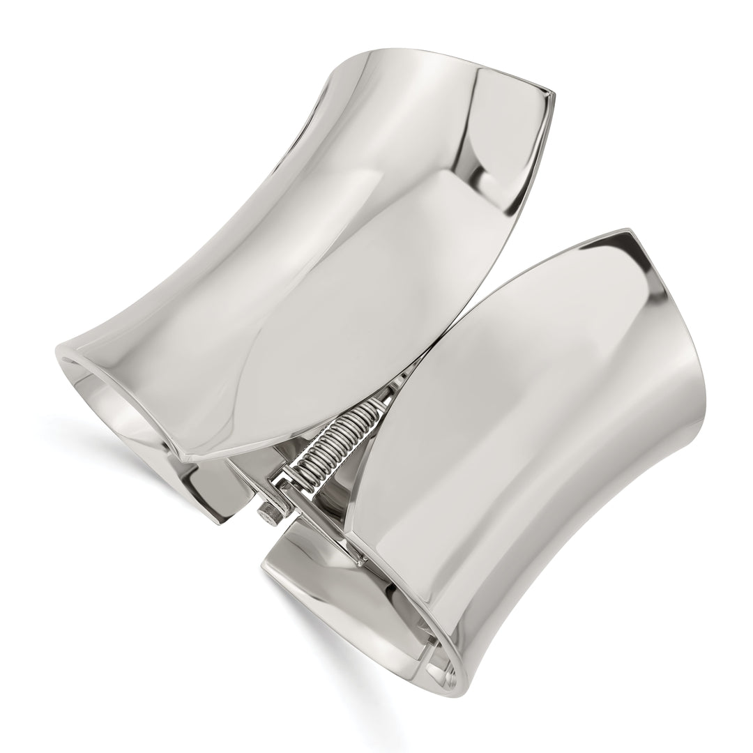 Stainless Steel Polished Hinged Bangle - 144.03g