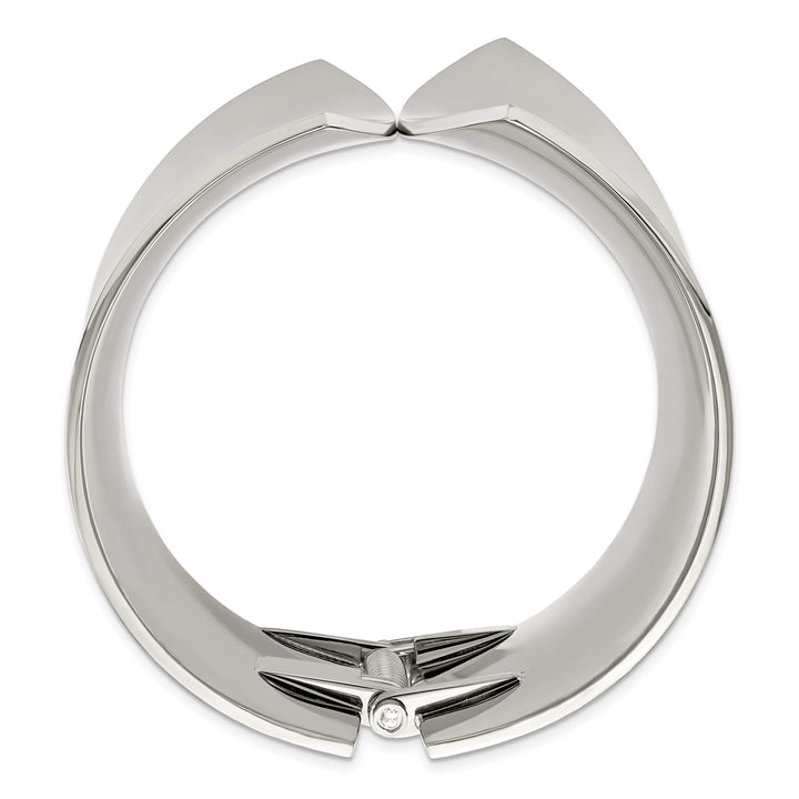 Stainless Steel Polished Hinged Bangle - 144.03g