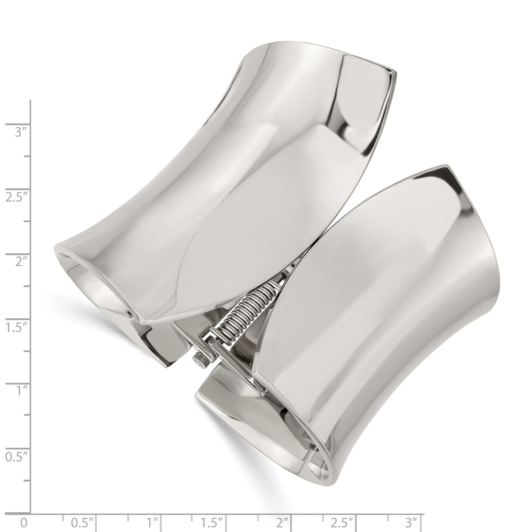 Stainless Steel Polished Hinged Bangle - 144.03g