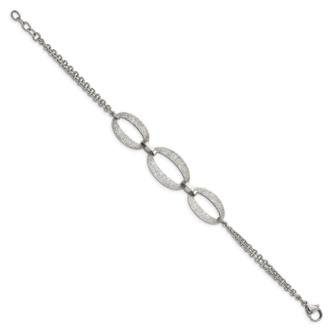 Stainless Steel Polished Laser Cut 7in w/.5in ext. Bracelet