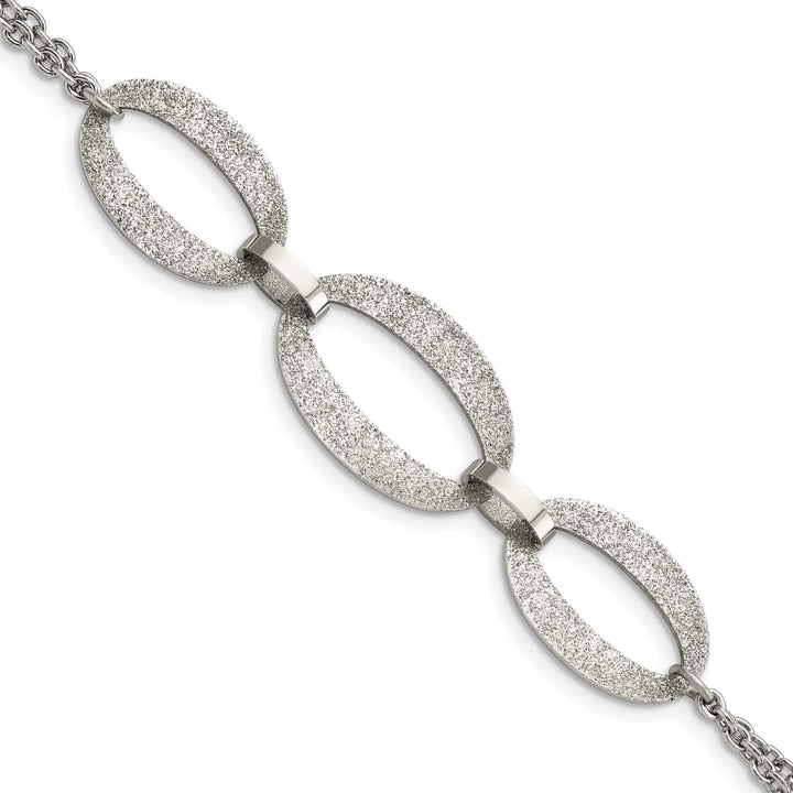 Stainless Steel Polished Laser Cut 7in w/.5in ext. Bracelet