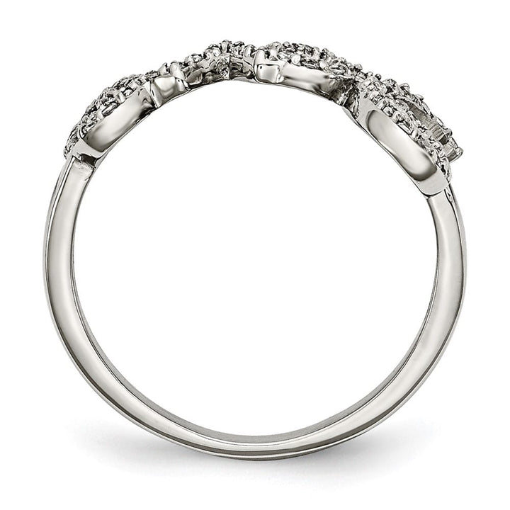 Stainless Steel Polished Love with CZs Ring Ladies Stock Size 6 Ring Are Refundable