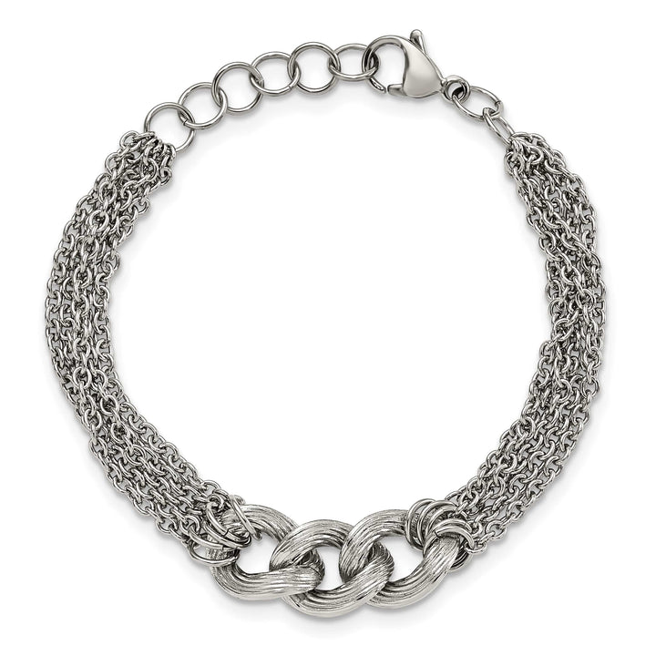 Stainless Steel Polished Oval Multi Chain 6.5in w/1in ext. Bracelet
