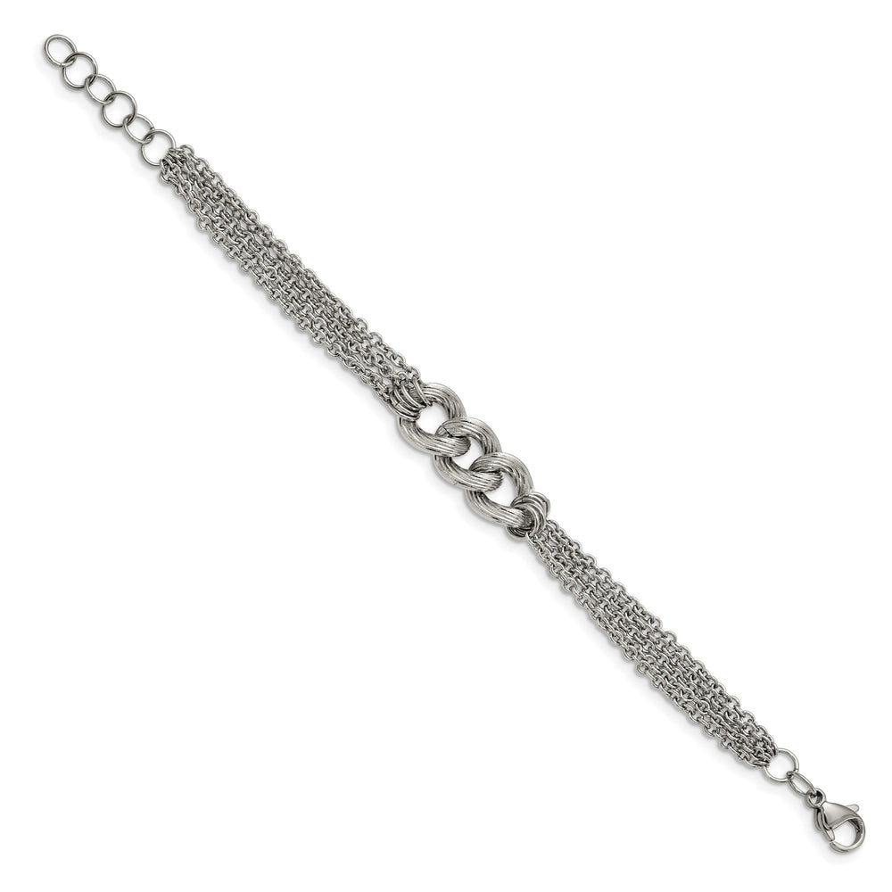 Stainless Steel Polished Oval Multi Chain 6.5in w/1in ext. Bracelet