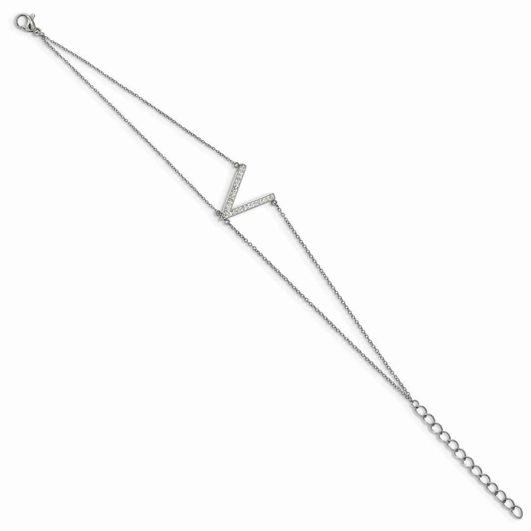 Stainless Steel w/Preciosa Crystal MultiStrand w/2in ext. Bracelet