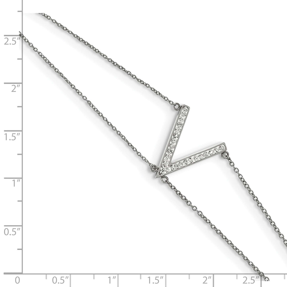 Stainless Steel w/Preciosa Crystal MultiStrand w/2in ext. Bracelet