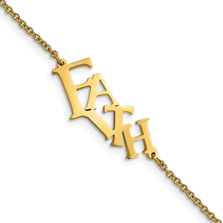 Stainless Steel Yellow IP-plated Faith 7in w/.75in ext. Bracelet