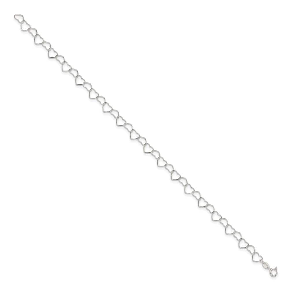 Sterling Silver 0.6mm Fancy Heart Link Anklet
