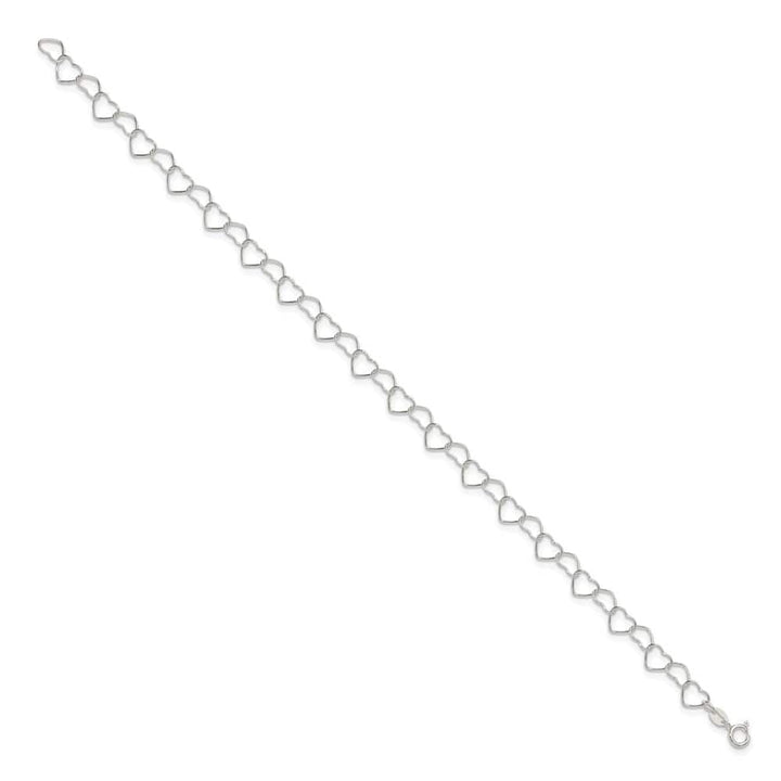 Sterling Silver 0.6mm Fancy Heart Link Anklet