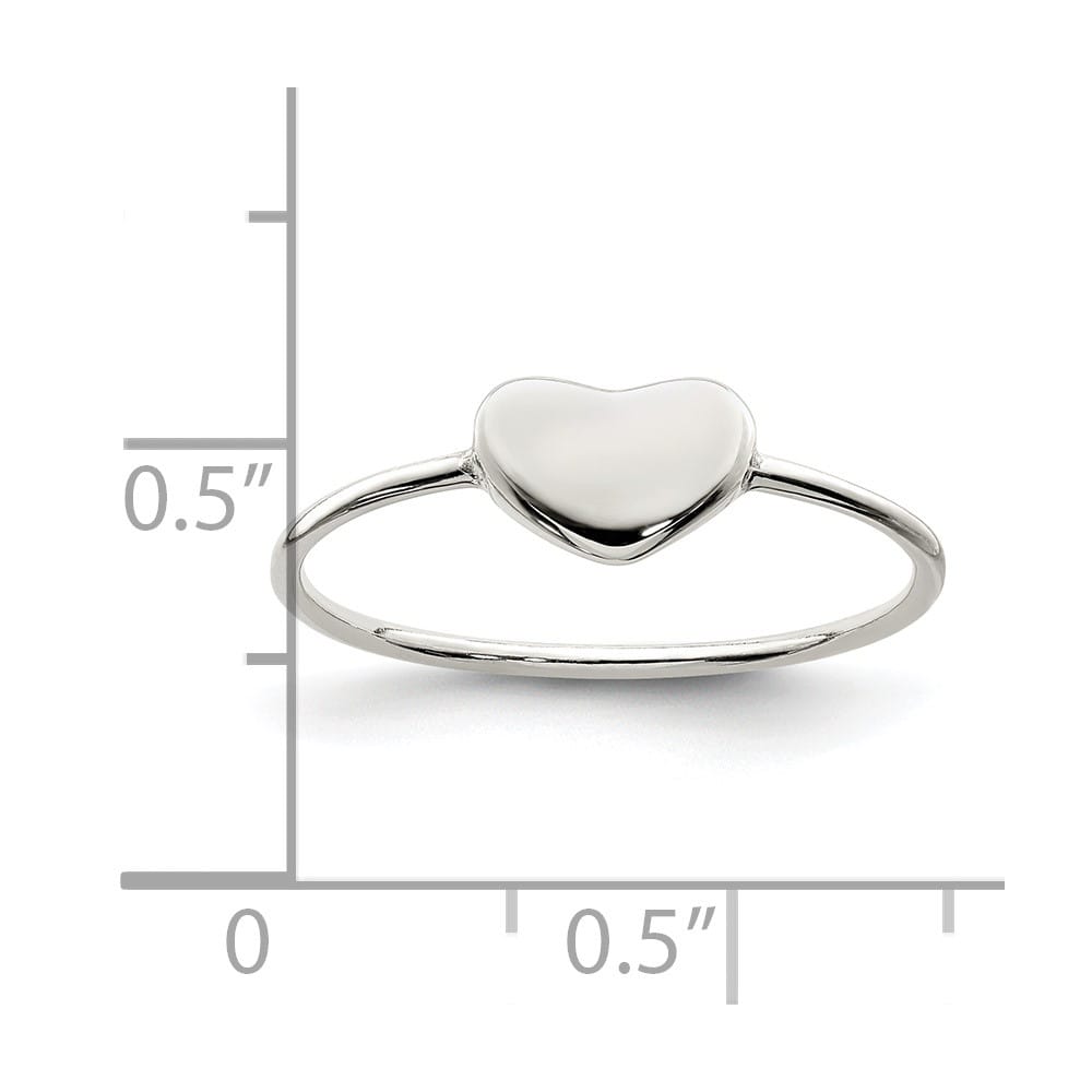 Sterling Silver 0.85 mm Polished Heart Ring