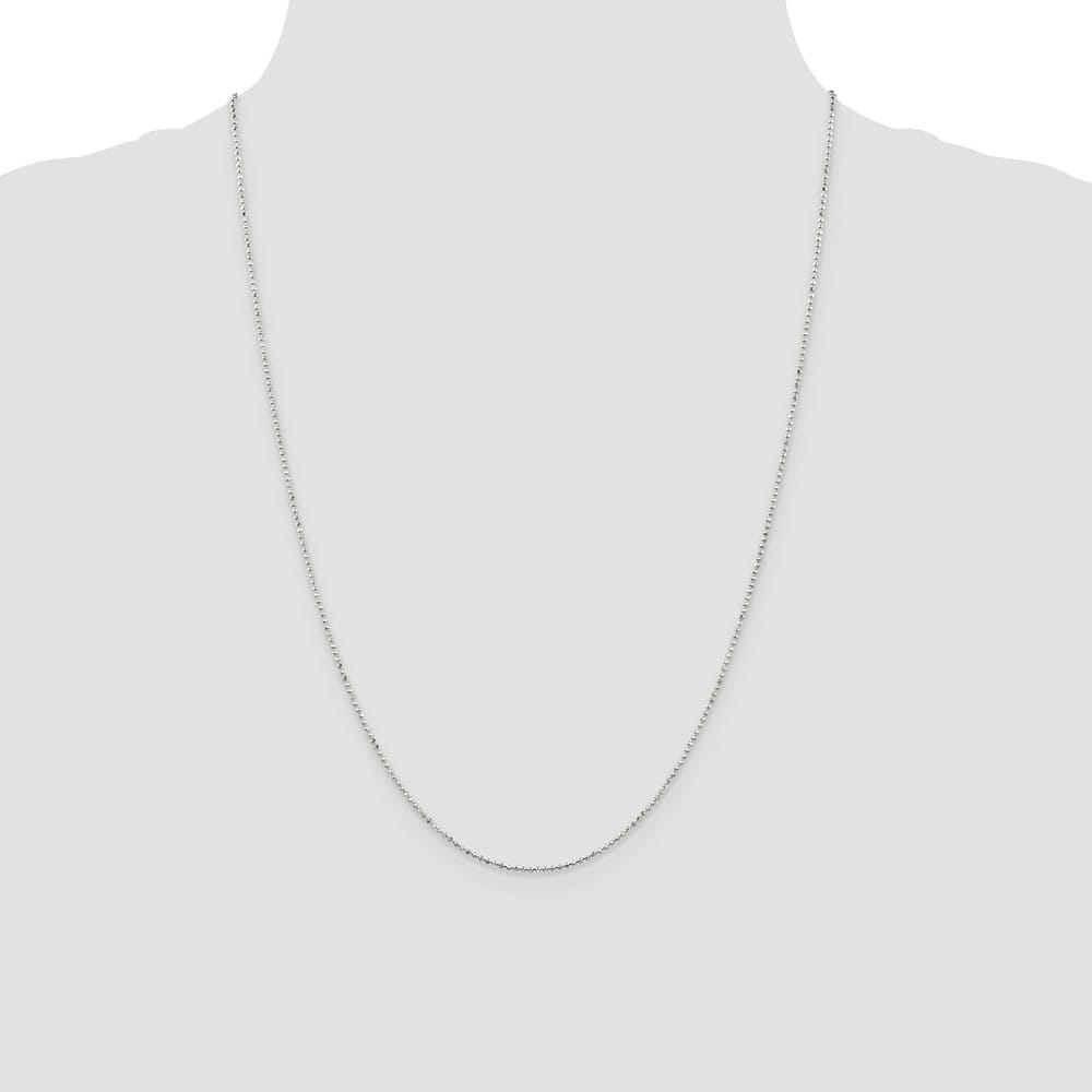Sterling Silver 1.05mm Square Fancy Beaded Chain Size 24