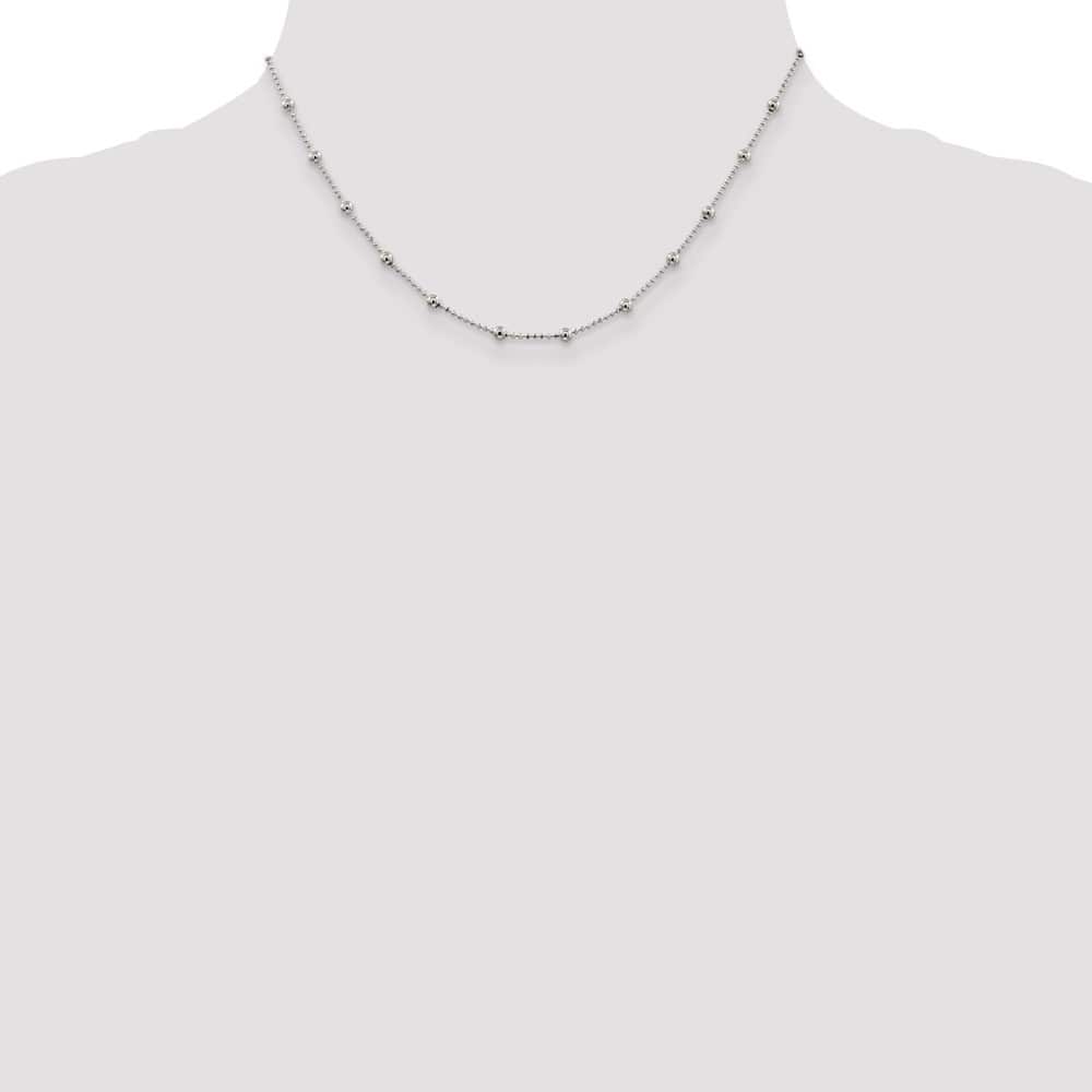 Sterling Silver 1.15mm D.C. Fancy Beaded Chain Size 16