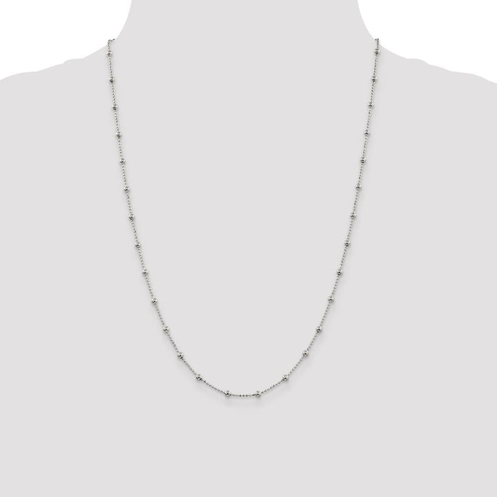 Sterling Silver 1.15mm D.C. Fancy Beaded Chain Size 24