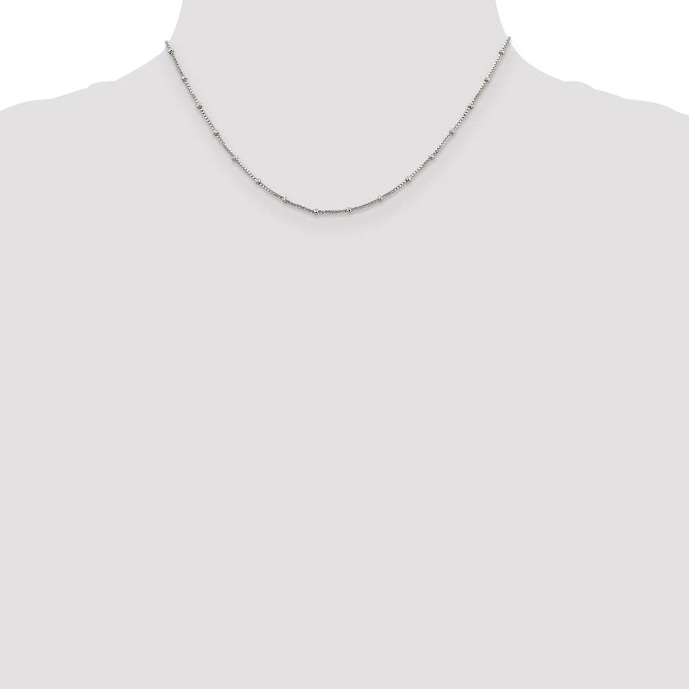 Sterling Silver 1.25mm Fancy Beaded Box Chain Size 16