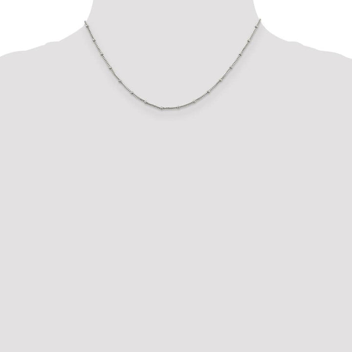 Sterling Silver 1.25mm Fancy Beaded Box Chain Size 16