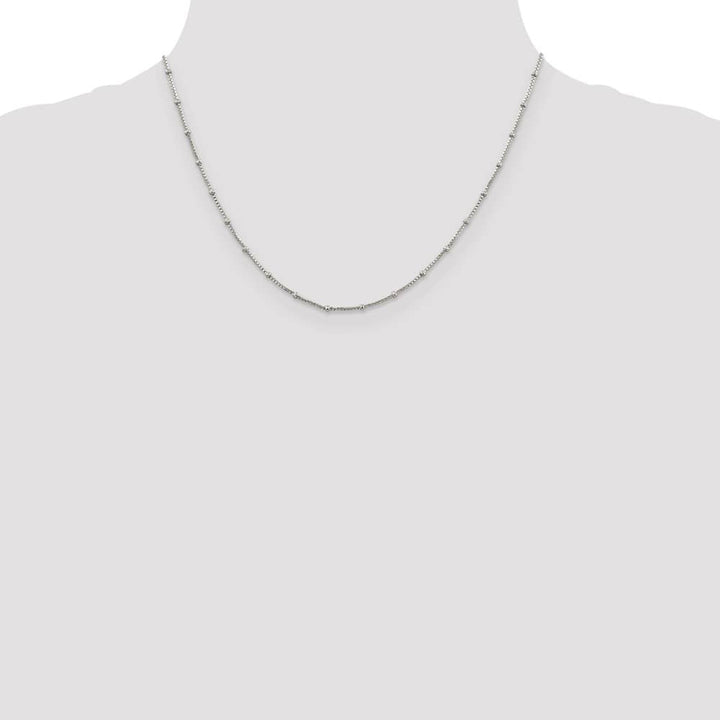 Sterling Silver 1.25mm Fancy Beaded Box Chain Size 18