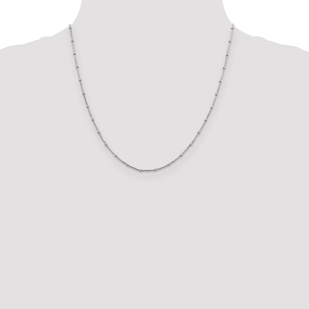 Sterling Silver 1.25mm Fancy Beaded Box Chain Size 20