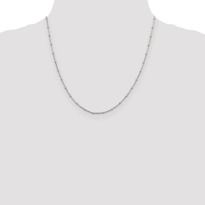 Sterling Silver 1.25mm Fancy Beaded Box Chain Size 20