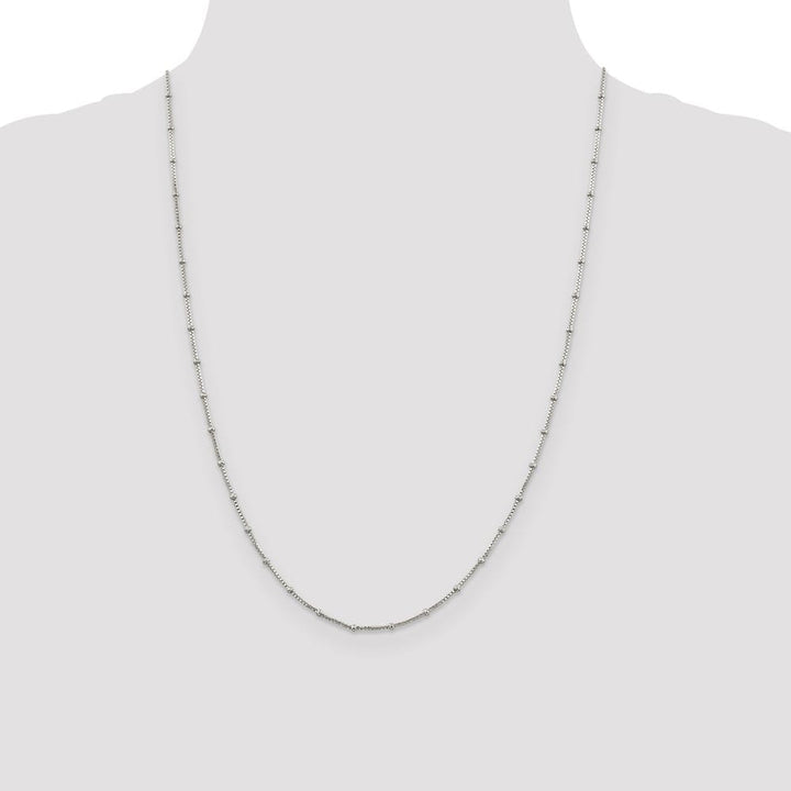 Sterling Silver 1.25mm Fancy Beaded Box Chain Size 24