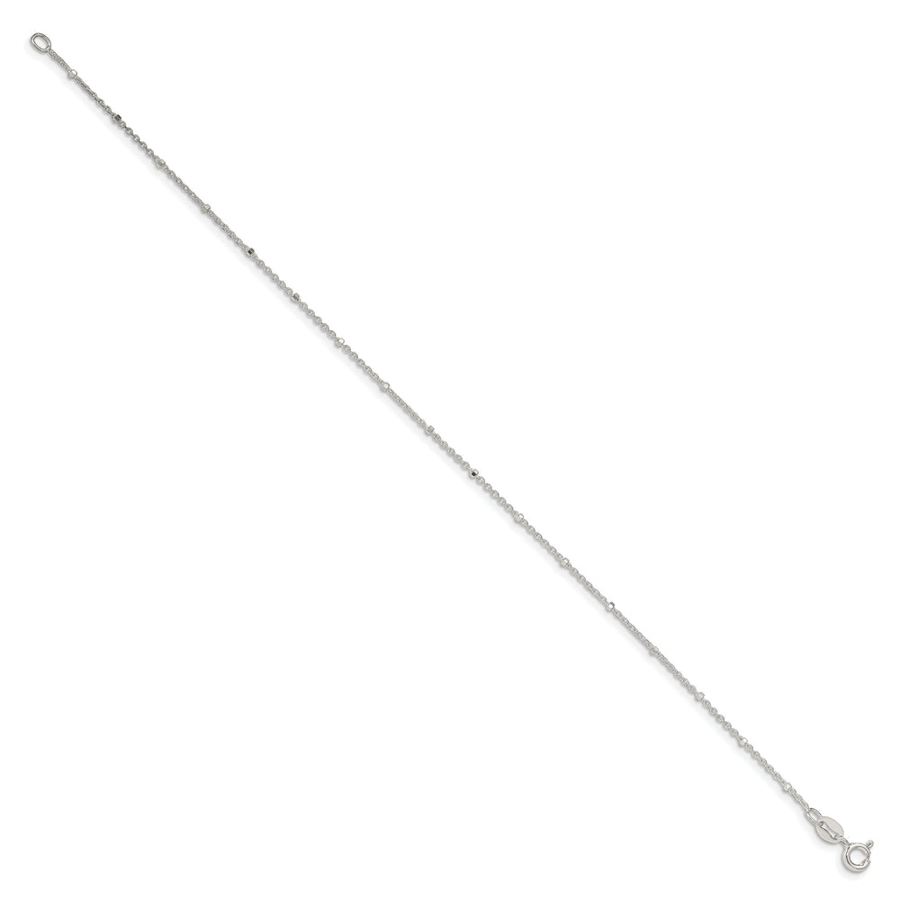 Sterling Silver 1.25mm Rolo with Beads Anklet