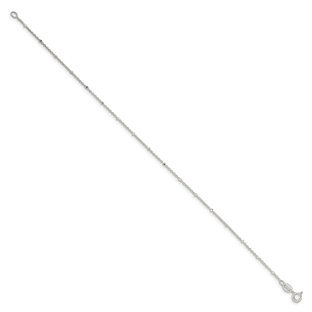 Sterling Silver 1.25mm Rolo with Beads Anklet