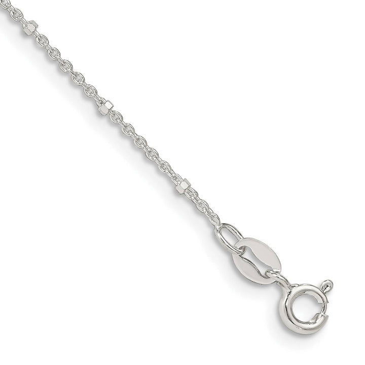 Sterling Silver 1.25mm Rolo with Beads Anklet