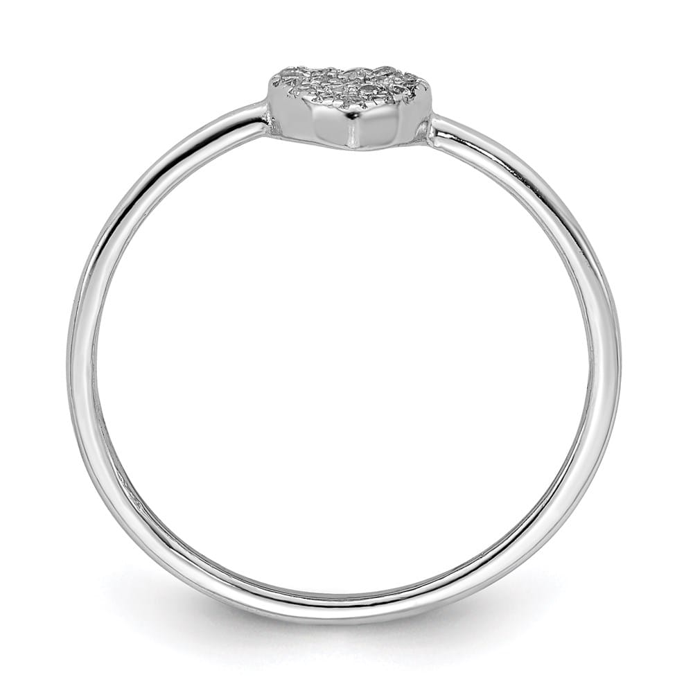 Sterling Silver 1.3 mm Polished CZ Heart Ring
